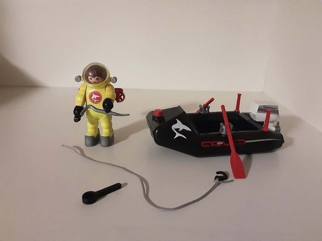 PlayMobil Diver et Zodiac - complet, Enlèvement ou Envoi, Comme neuf, Kit complet, Figurines