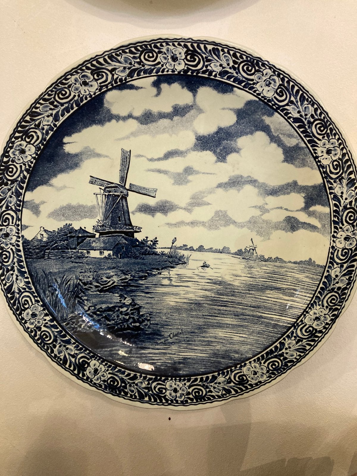 Oude wandborden Delfs blauw 40 cm doorsnee, Antiek en Kunst, Ophalen