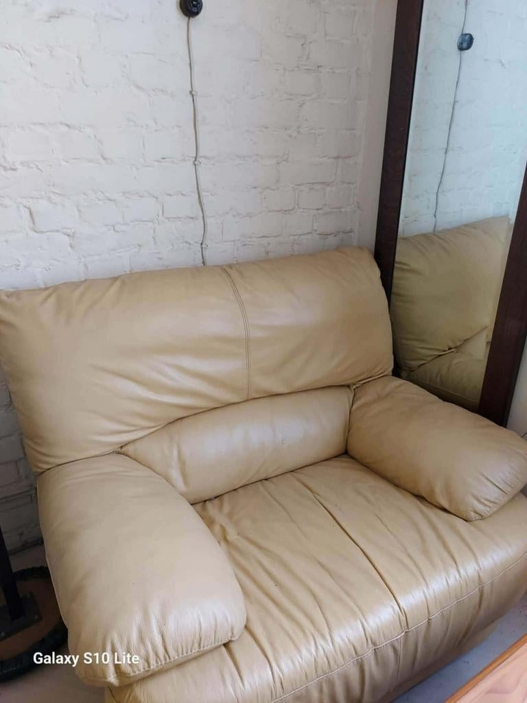 Salon in goeiestaat leder, Huis en Inrichting, Ophalen