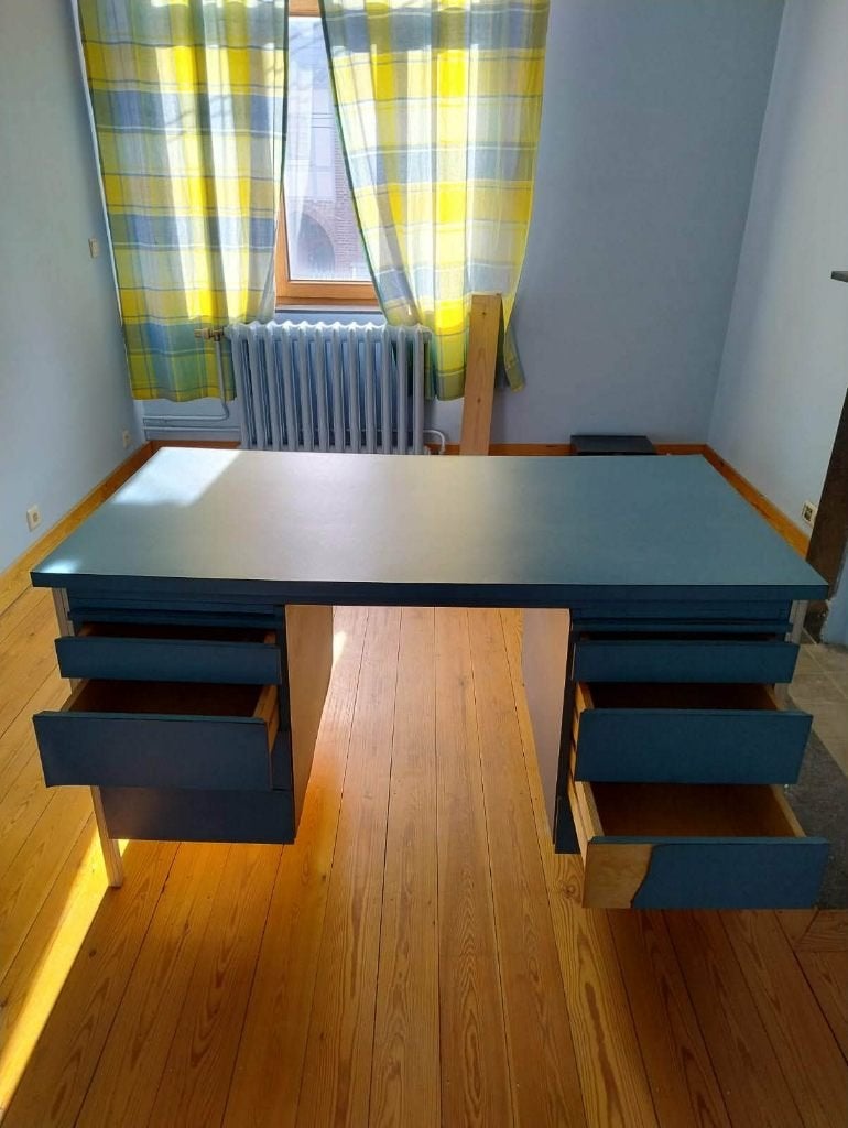 Bureau stratifié très bonne structure, Maison & Meubles, Autres types, Bleu, Vintage, Utilisé