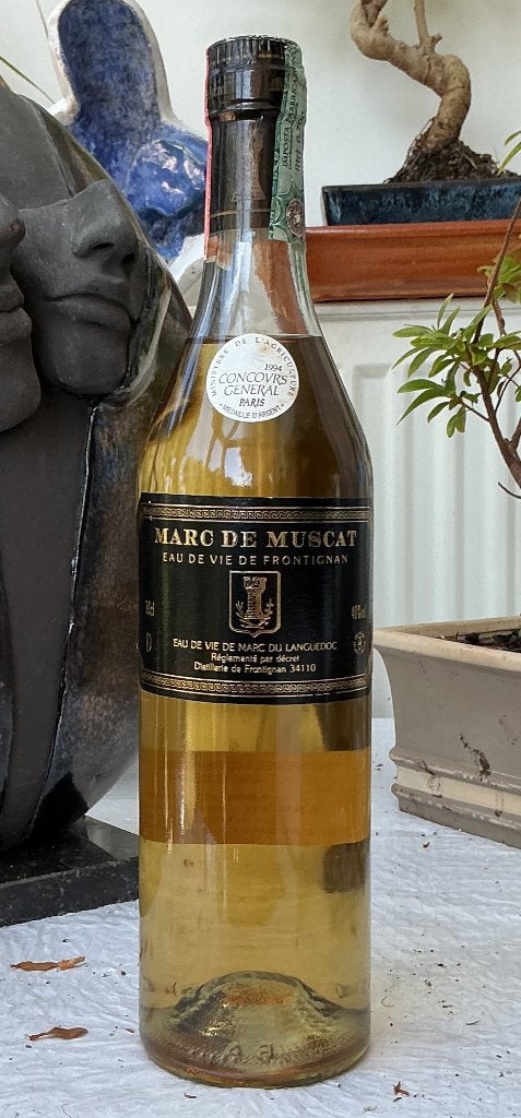 Frontignan - Marc de Muscat +/- 1990, Collections, Vins, Comme neuf, Autres types, France, Pleine, Enlèvement ou Envoi