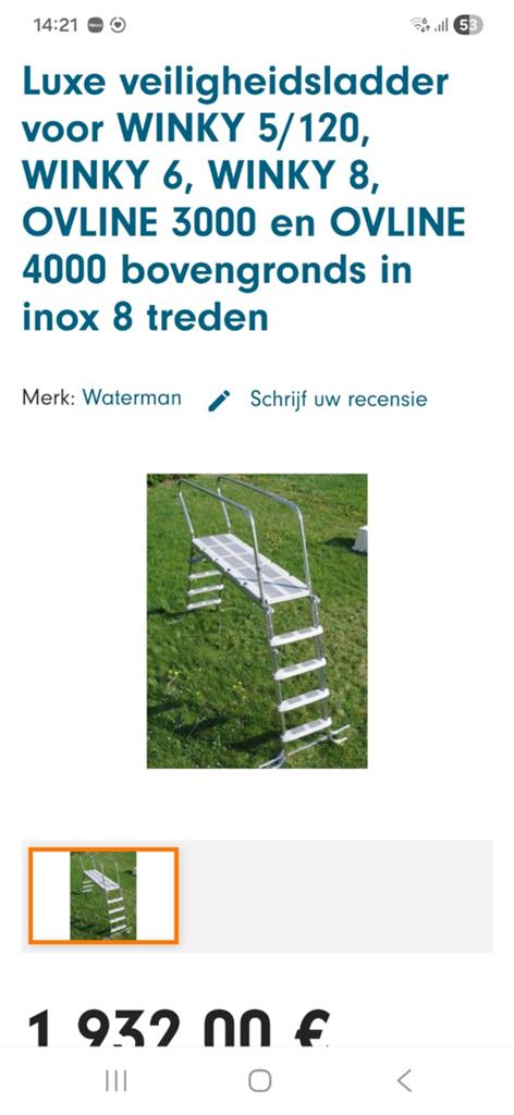 Inox zwembadladder winky 5 zodiac, Ophalen, Ladder