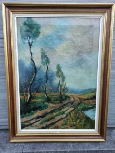 huile sur toile paysage signe louis clesse, Ophalen of Verzenden, Landschap, Doek