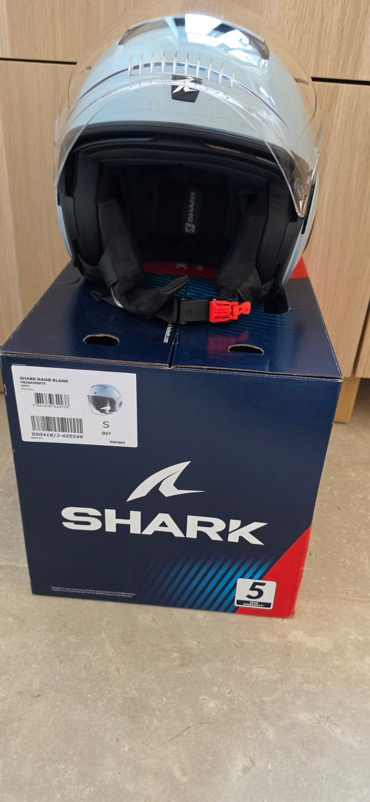 Shark Nano jethelm glans parel blauw Small, Motoren, Ophalen, Jethelm, Shark, Nieuw zonder kaartje