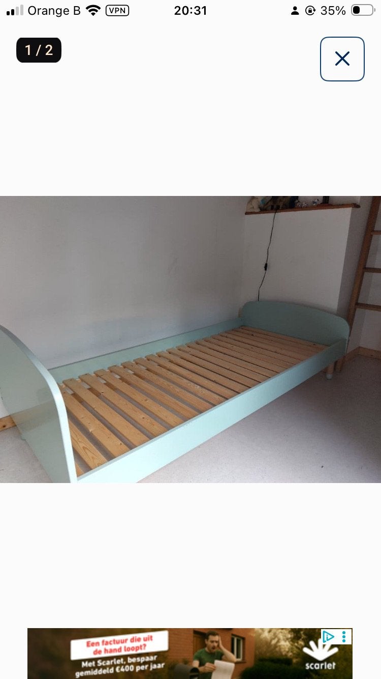 Mooi houten 1 persoonsbedje. 90x200, Enlèvement, Comme neuf
