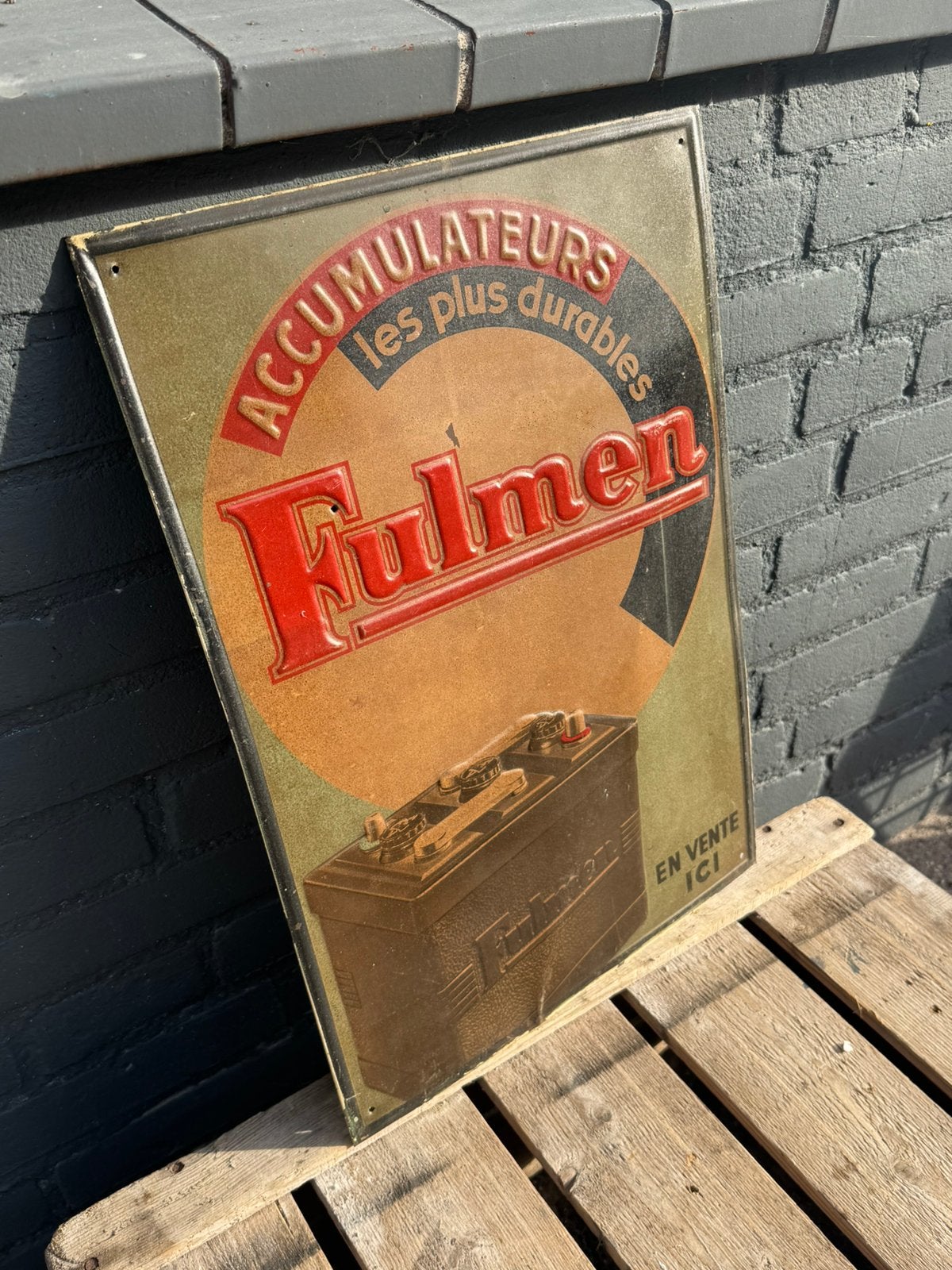 Panneau d'affichage ancien Fulmen Accu, Panneau publicitaire, ., Enlèvement, Utilisé
