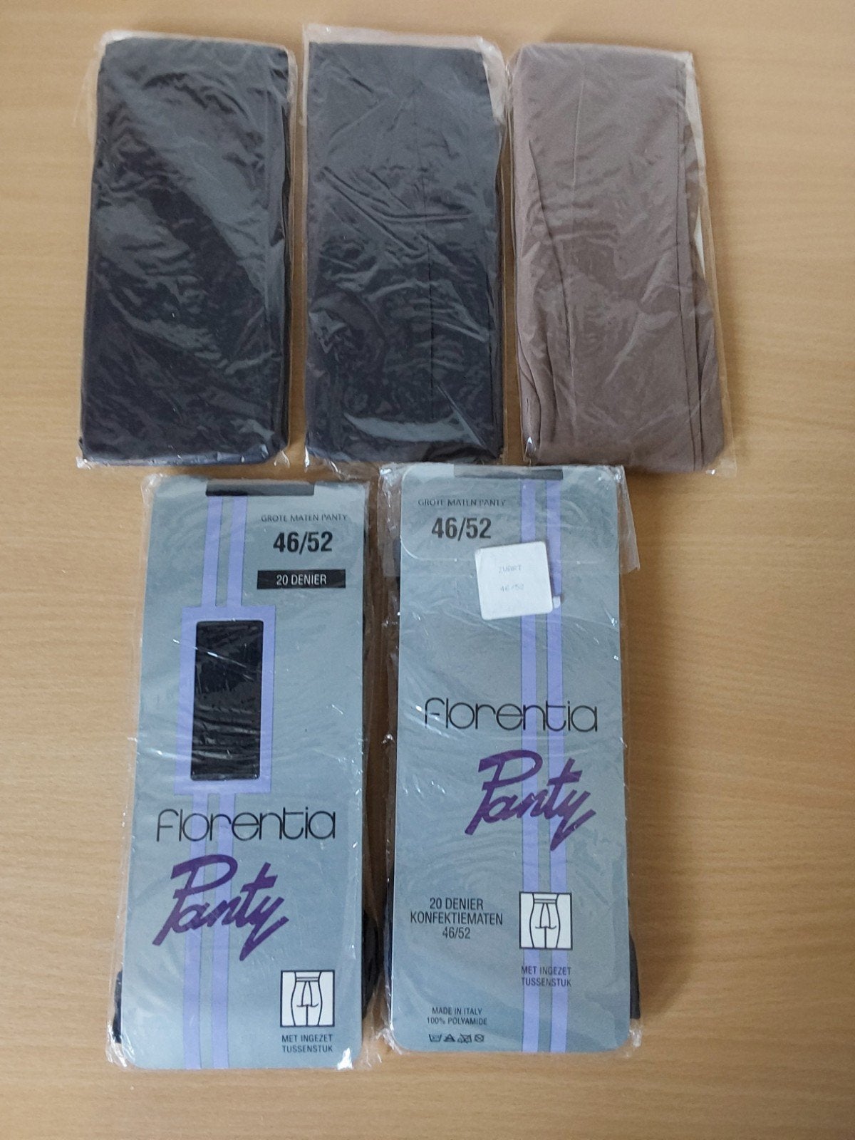 Panty's 5 paar grote maten, Neuf, Taille 48/52 (XL), Brun, Enlèvement