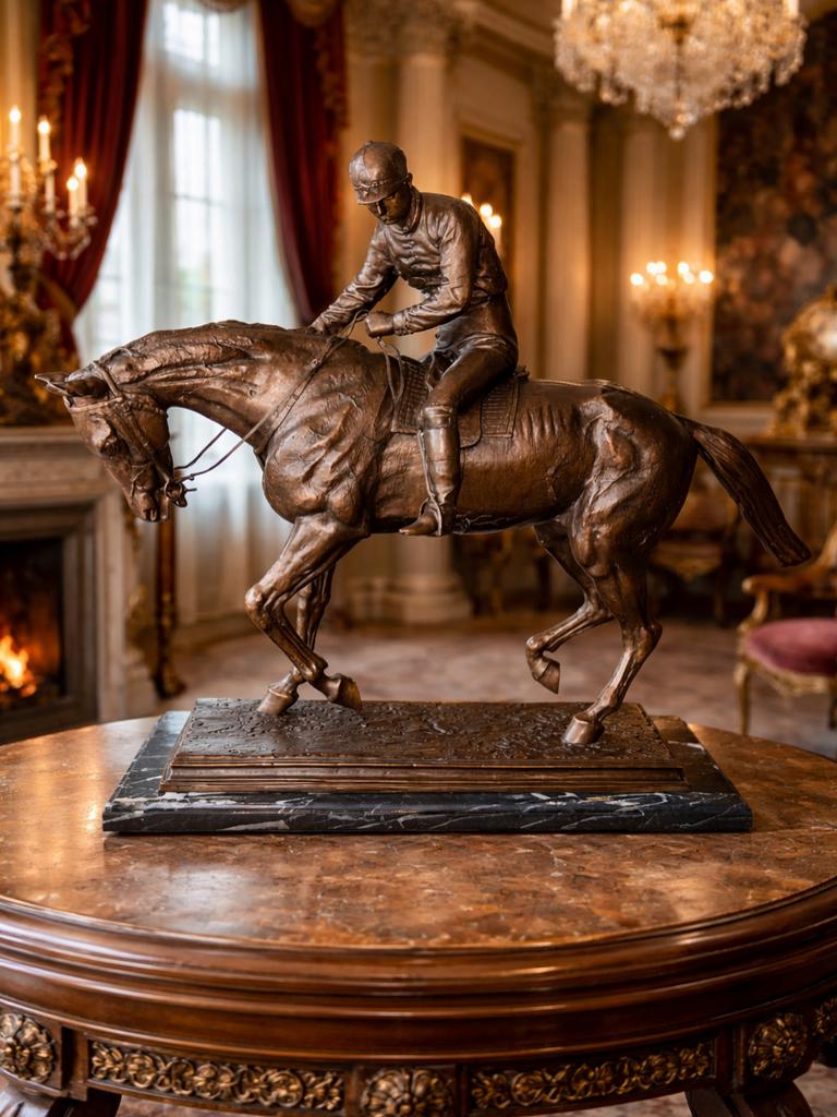 Brons get I Bonheur Le grand jockey  h 70cm, Ophalen, Brons