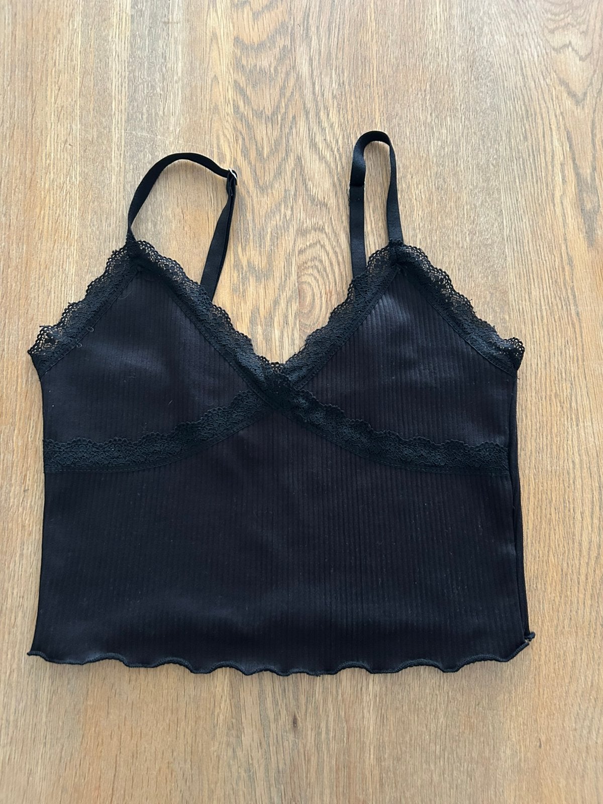 Zwarte top kant spaghettibandjes Divided H&M maat S, Sans manches, Enlèvement ou Envoi, Taille 36 (S), Comme neuf