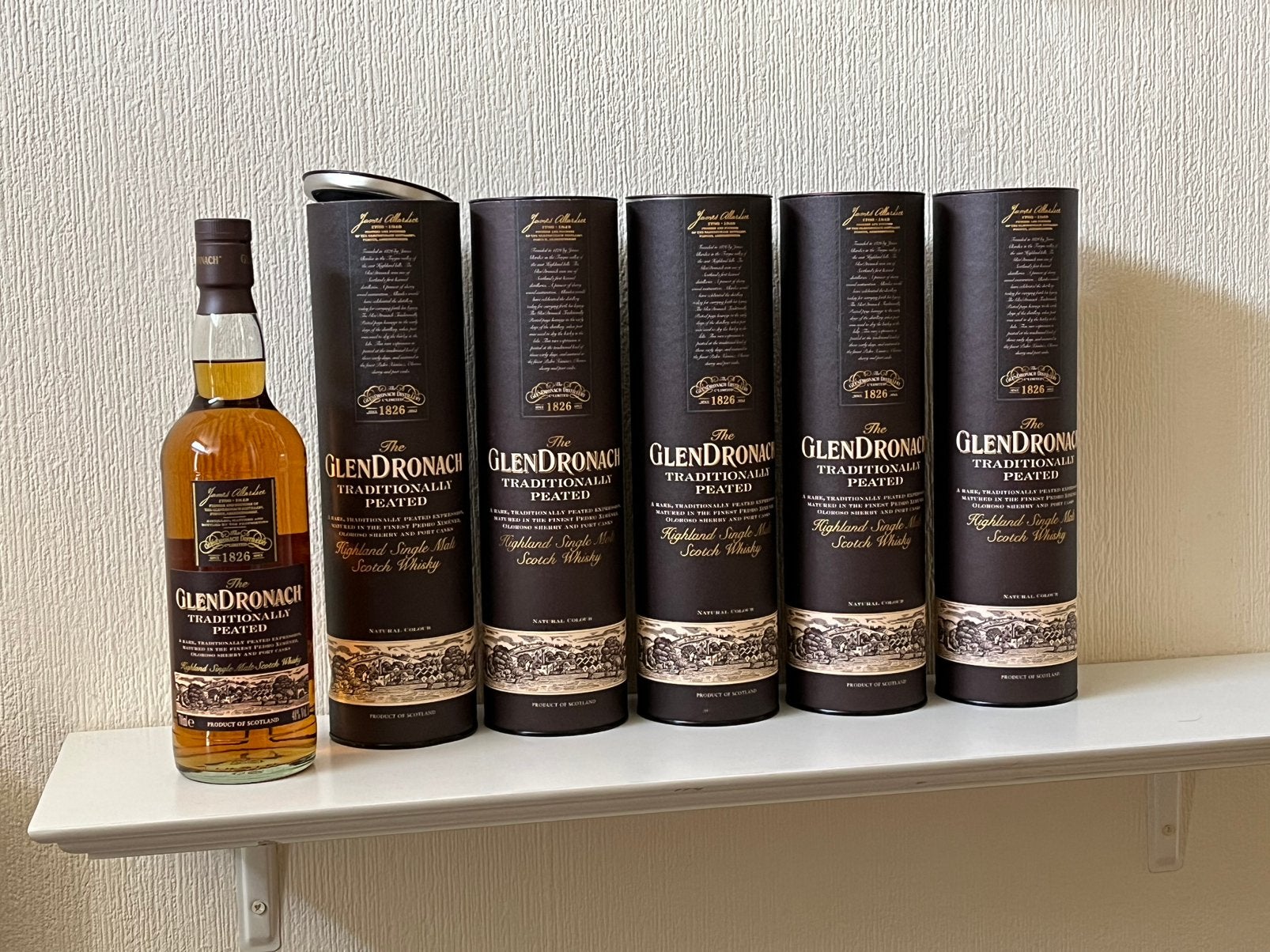 Whisky Glendronach Traditionally Peated, 5 flessen, Verzamelen, Ophalen of Verzenden, Nieuw