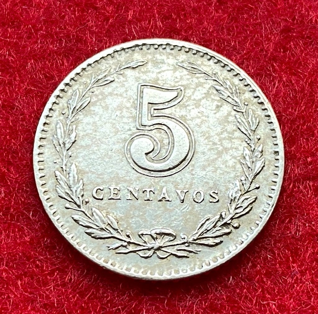 Rare Pièce en Argent de 5 Centavos de 1899 Argentine, Antiquités & Art, Antiquités | Argent & Or, Enlèvement ou Envoi, Argent