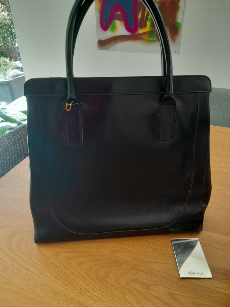 Delvaux vintage Grand Sac Cabas / Business Tote, Ophalen, Gebruikt, Zwart, Handtas