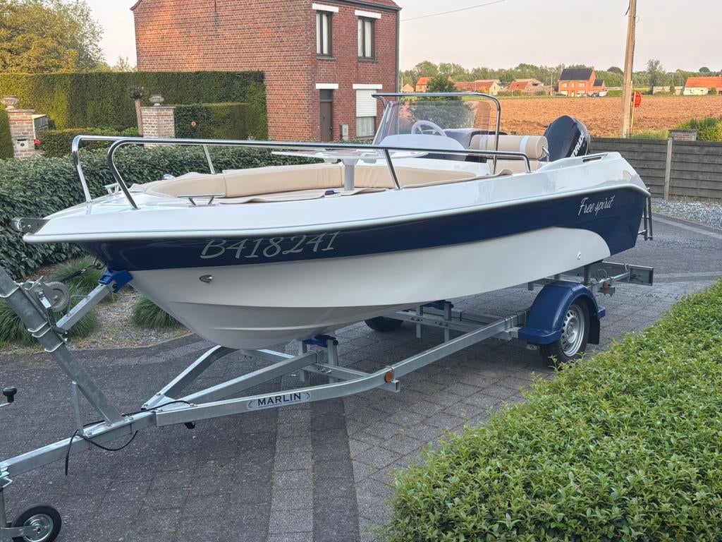 Boot searider 475 fun evinrude 40 pk vaarklaar, Watersport en Boten, Vis- en Consoleboten, Zo goed als nieuw, Overige merken, Elektrische start