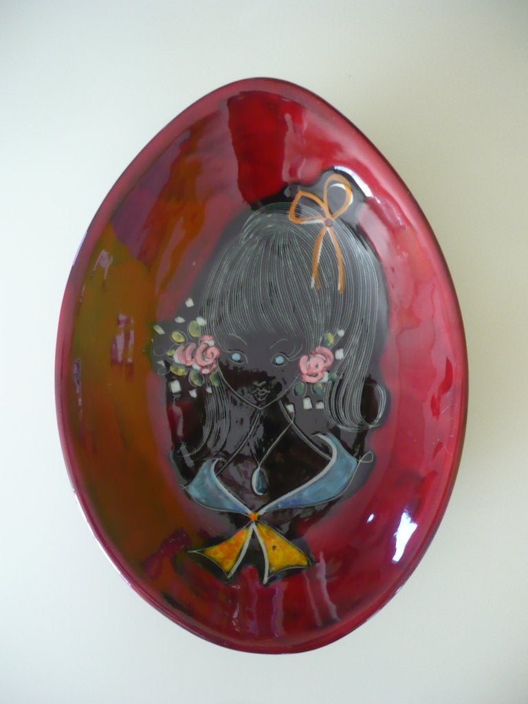 Mooie vintage keramiek schaal / wanddecoratie Italy, Ophalen of Verzenden