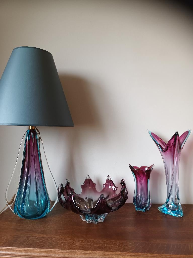 Murano lamp, schaal en 2 vazen, Ophalen