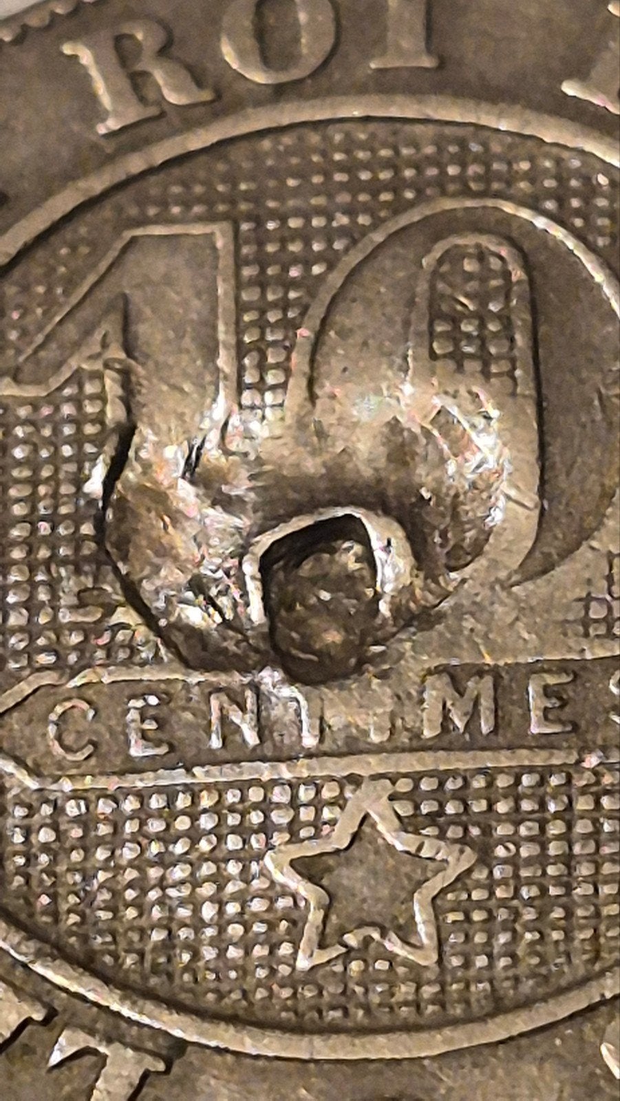 10 cent 1895 met zeer zware stempelbreuk van leopold 1, Postzegels en Munten, Munten | België, Ophalen of Verzenden, Metaal, Losse munt