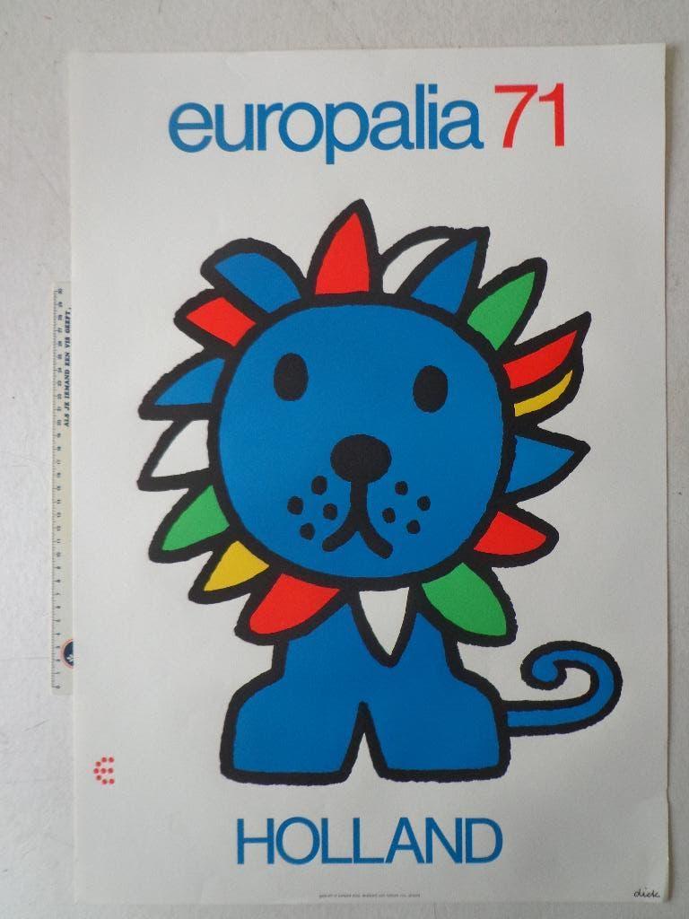 Vrolijke poster van Dick Bruna Europalia 71 Holland, Antiek en Kunst, Ophalen of Verzenden