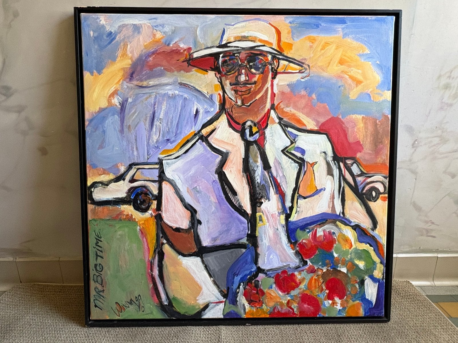 Olieverfschilderij, Antiquités & Art, Figures, Autres matériaux, Enlèvement, Encadré