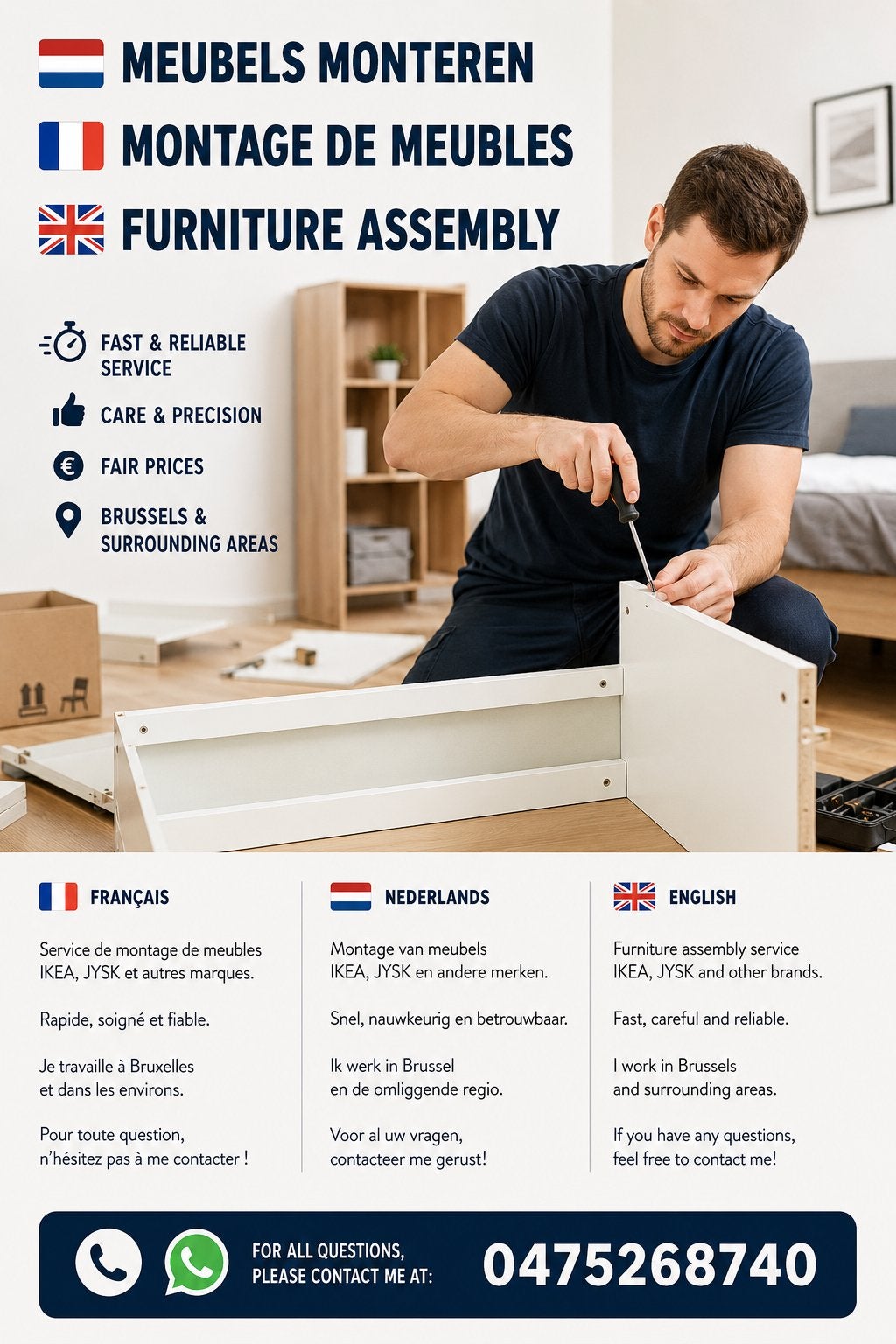 MONTAGE VAN IKEA-, JYSK- EN ANDERE MEUBELS, Huis en Inrichting, Kasten | Kleerkasten, Ophalen