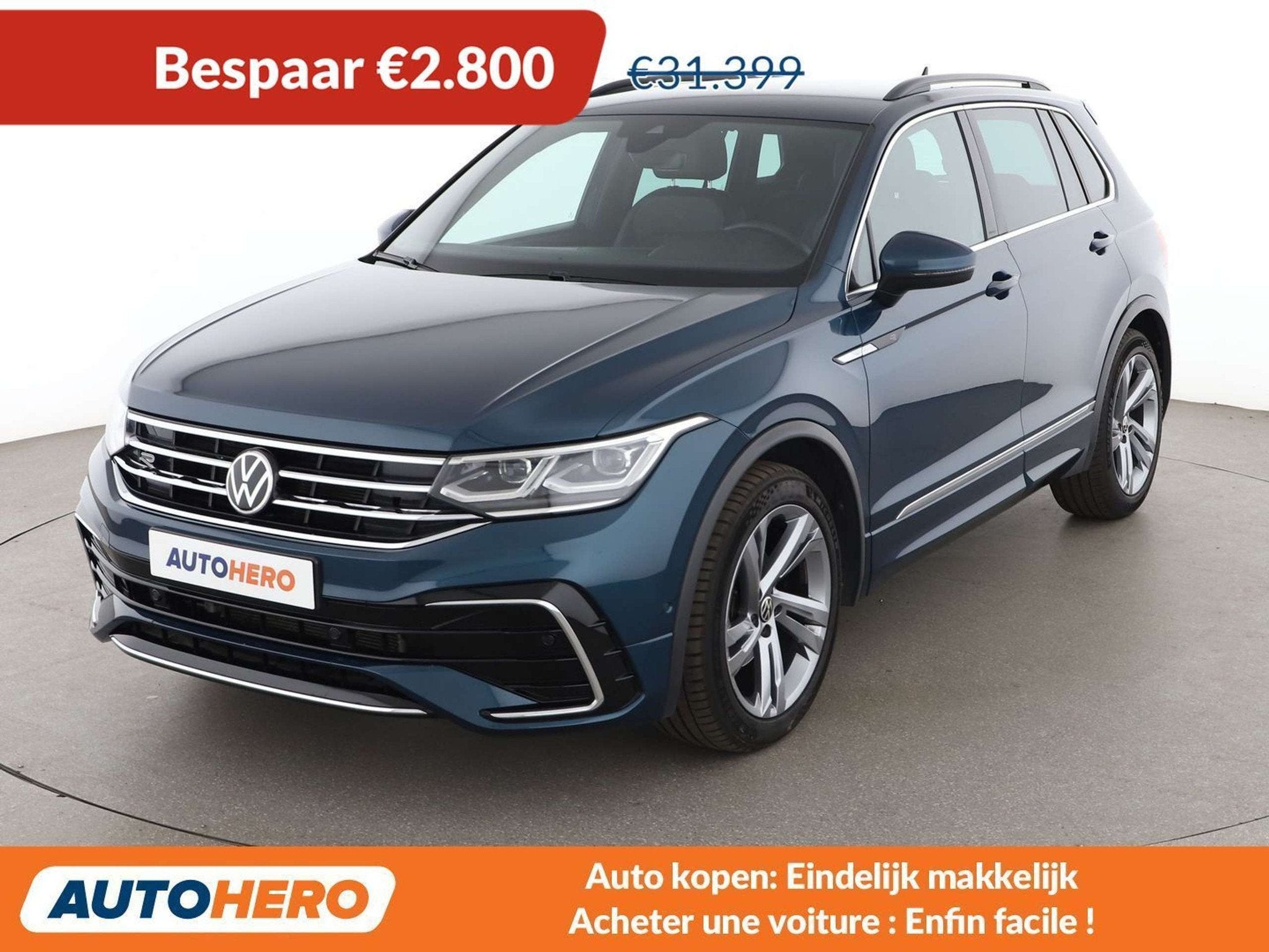 Volkswagen Tiguan 2.0 TDI R-Line (bj 2021, automaat), Auto's, Gebruikt, Blauw, 152 g/km, 5 deurs
