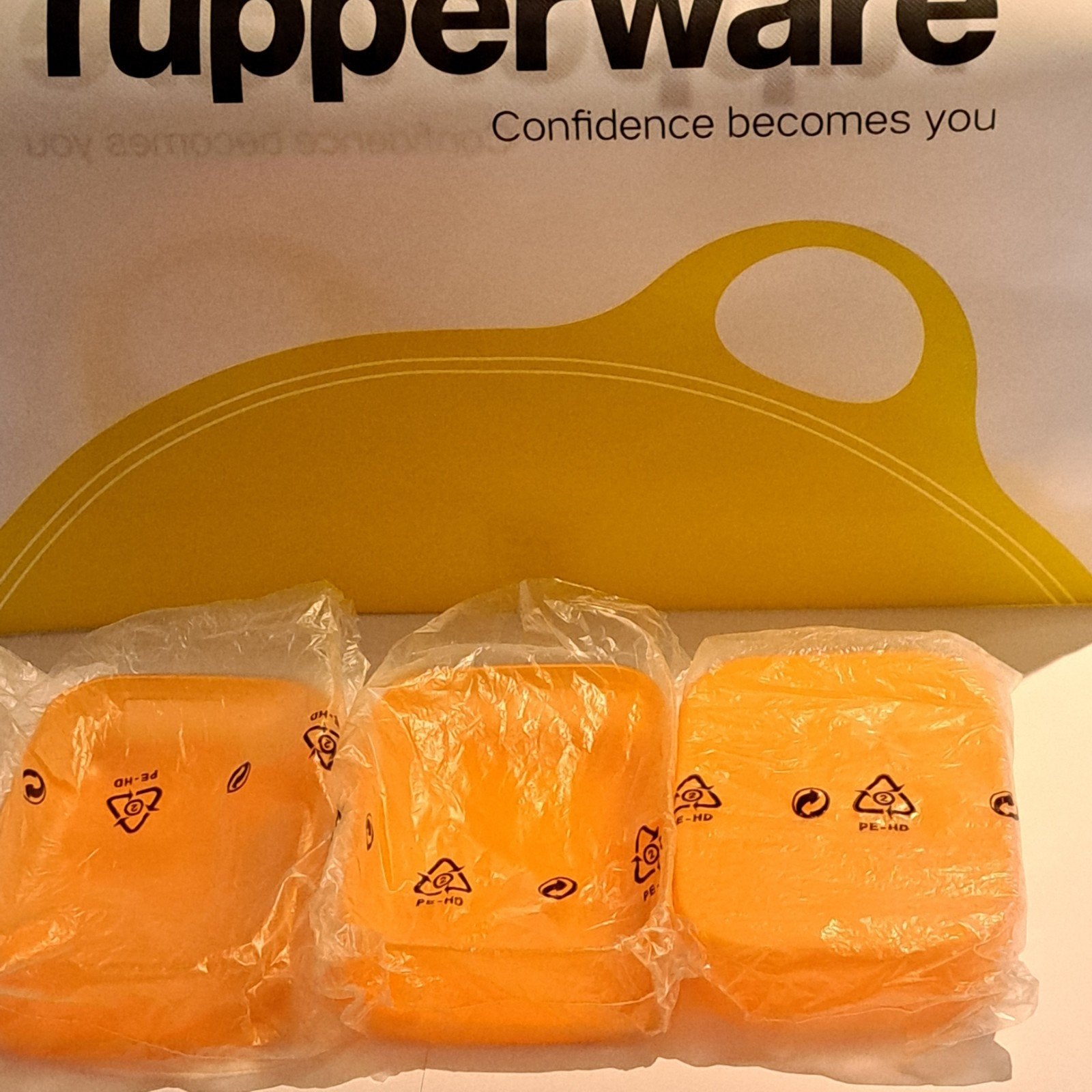 Tupperware 3 lage bewaar/diepvriesdozen 300 ml, Ophalen of Verzenden, Nieuw, Oranje, Bak of Kom