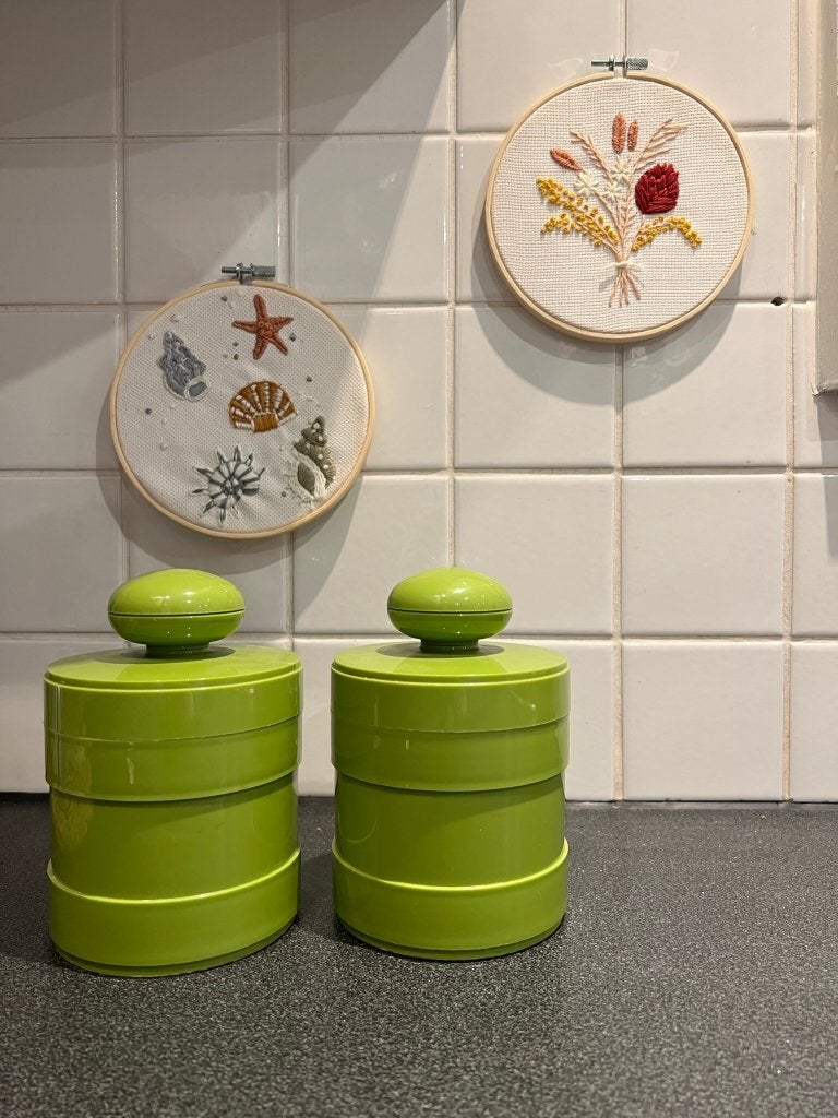 2 vintage plastic voorraadpotten van Vitri *Made in West Ger, Ophalen of Verzenden