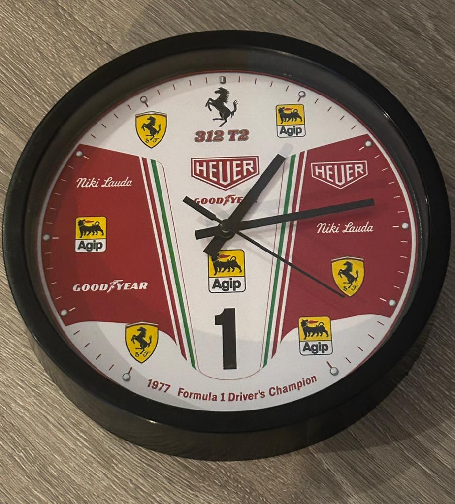 Horloge murale Ferrari 312 T2 Niki Lauda, Ophalen of Verzenden, Nieuw, Analoog