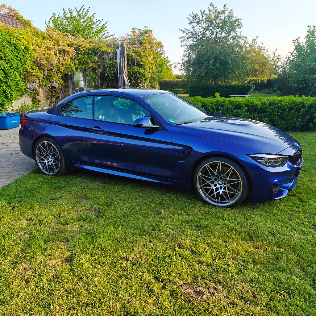bmw m4 cabrio competition 43000km, Auto's, BMW, Particulier, 4 Reeks, Benzine, Euro 6, Cabriolet, 2 deurs, Automaat, Blauw, Zwart
