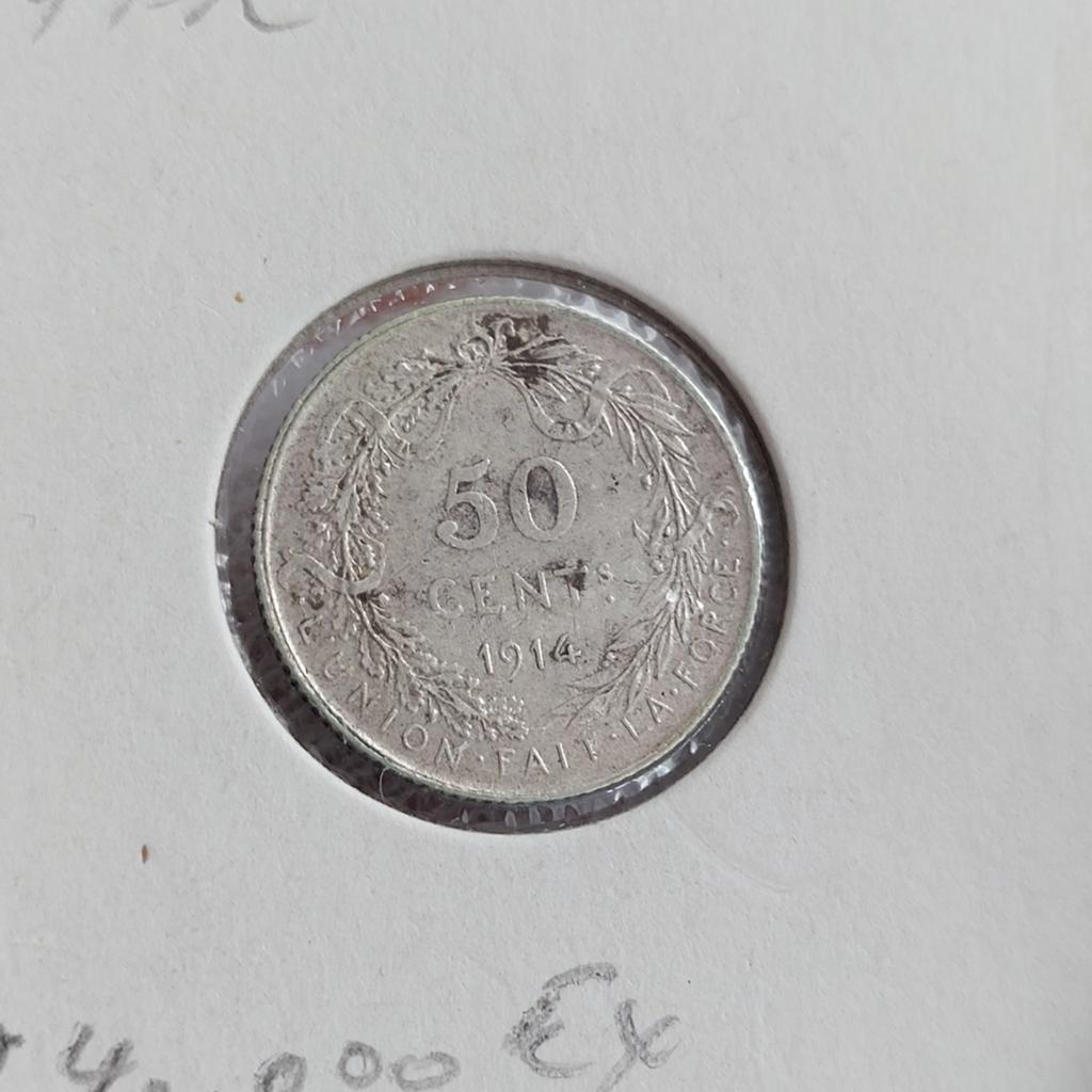 + Rare, Piece de monnaie / Belgique / 50 Centimes / 1914 FR, Enlèvement ou Envoi, Monnaie en vrac, Argent, Argent