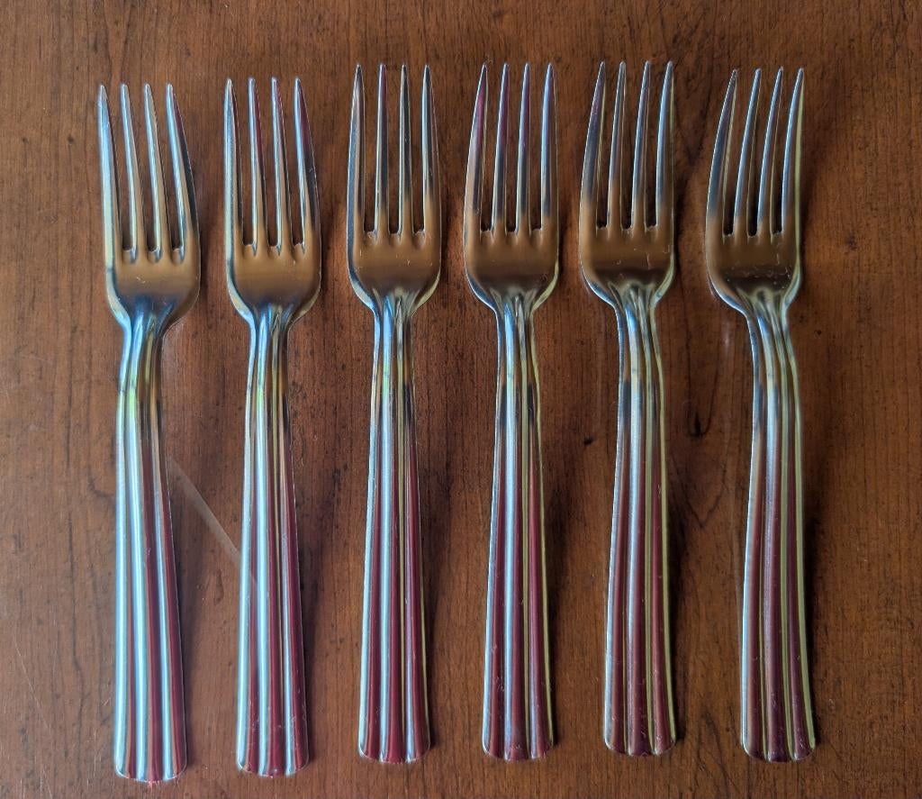 Set van 6 vintage vorken in stijlvolle Art Deco uitvoering., Antiek en Kunst, Ophalen of Verzenden