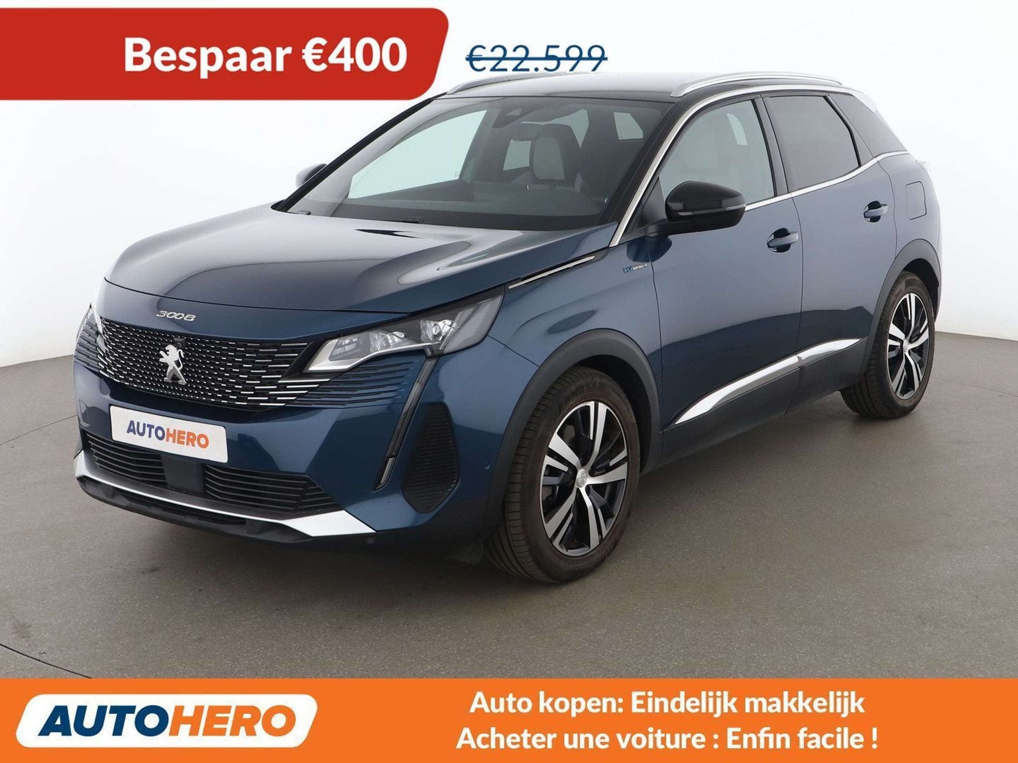 Peugeot 3008 1.6 Hybrid 4 300 GT (bj 2021, automaat), Gebruikt, Euro 6, Blauw, 5 zetels