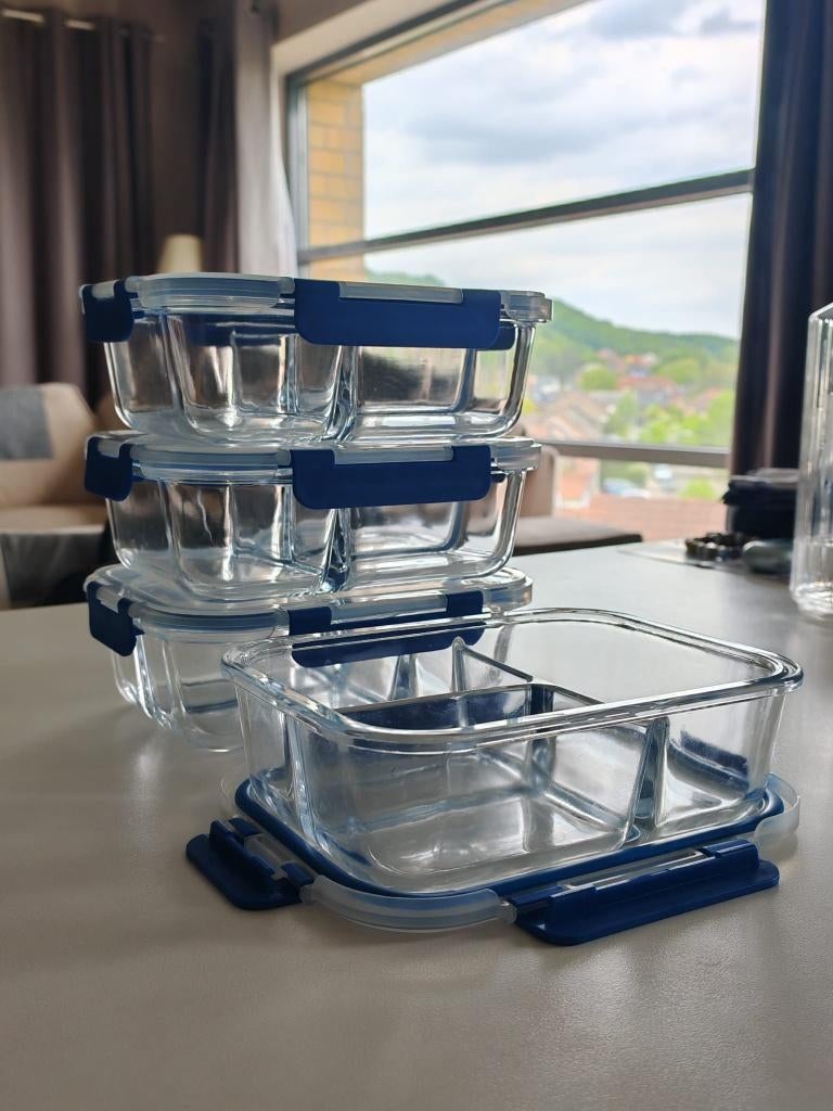 Glazen vershoudbakjes, Huis en Inrichting, Keuken | Keukenbenodigdheden, Voorraadpot, Ophalen, Zo goed als nieuw, Glas