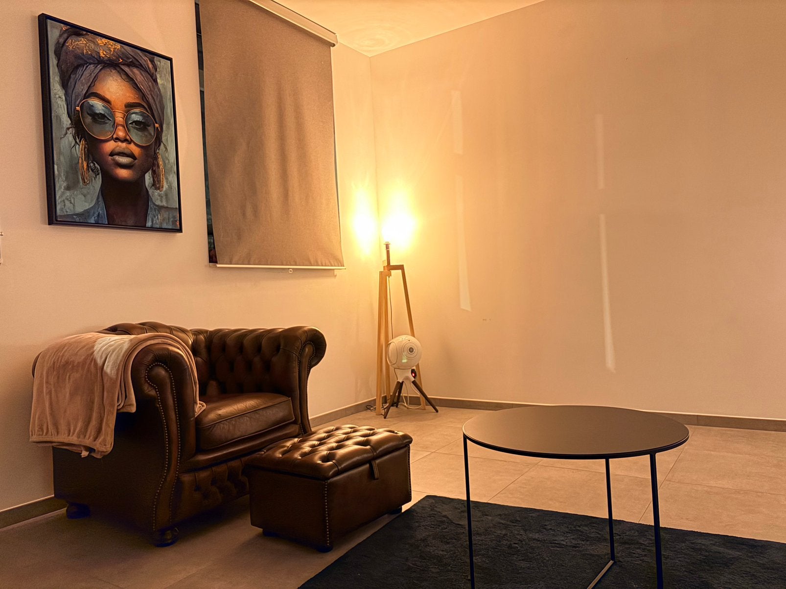 Splendie Chesterfield avec pouf, Maison & Meubles, Enlèvement, Comme neuf
