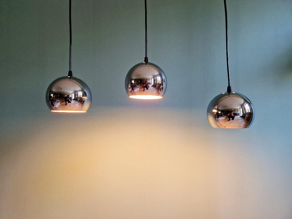 Trio de suspensions Eyeball en métal chromé, 1970, Enlèvement ou Envoi