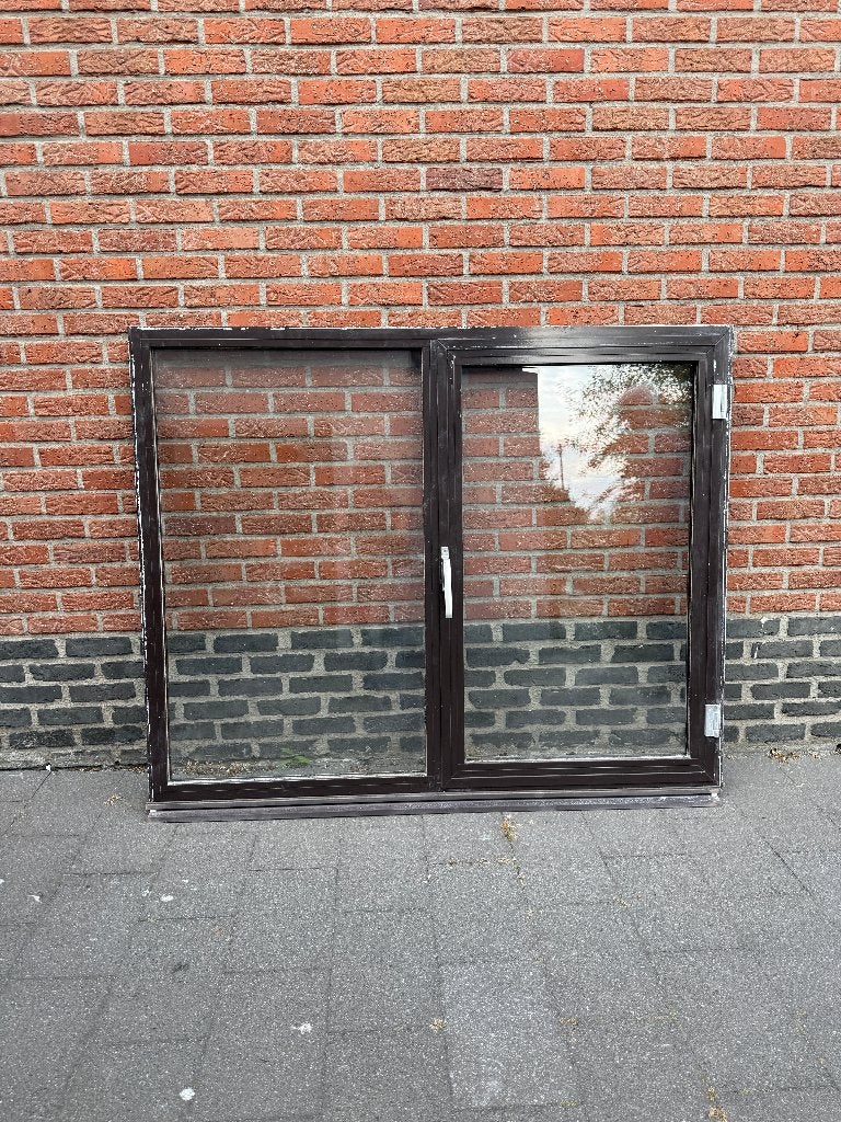 Bruin aluminium raam, Gebruikt, Overige typen, Aluminium, Inclusief glas