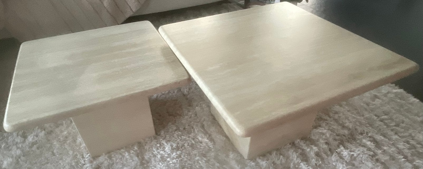 Salontafel in travertin, Ophalen, Overige materialen, Gebruikt, 50 tot 100 cm