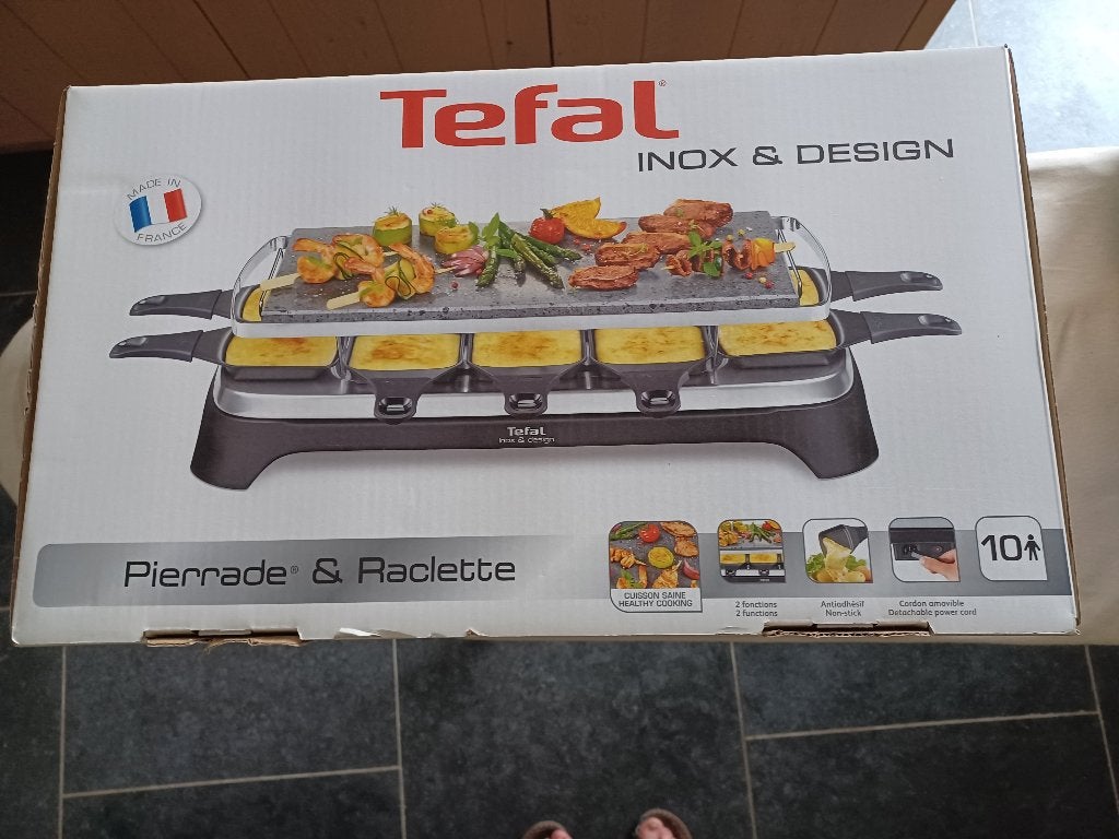 STEENGRILL TEFAL INOX & DESIGN PR4578 10 PERSONEN, Elektronische apparatuur, Grillplaten, Ophalen of Verzenden, Vaatwasmachinebestendig