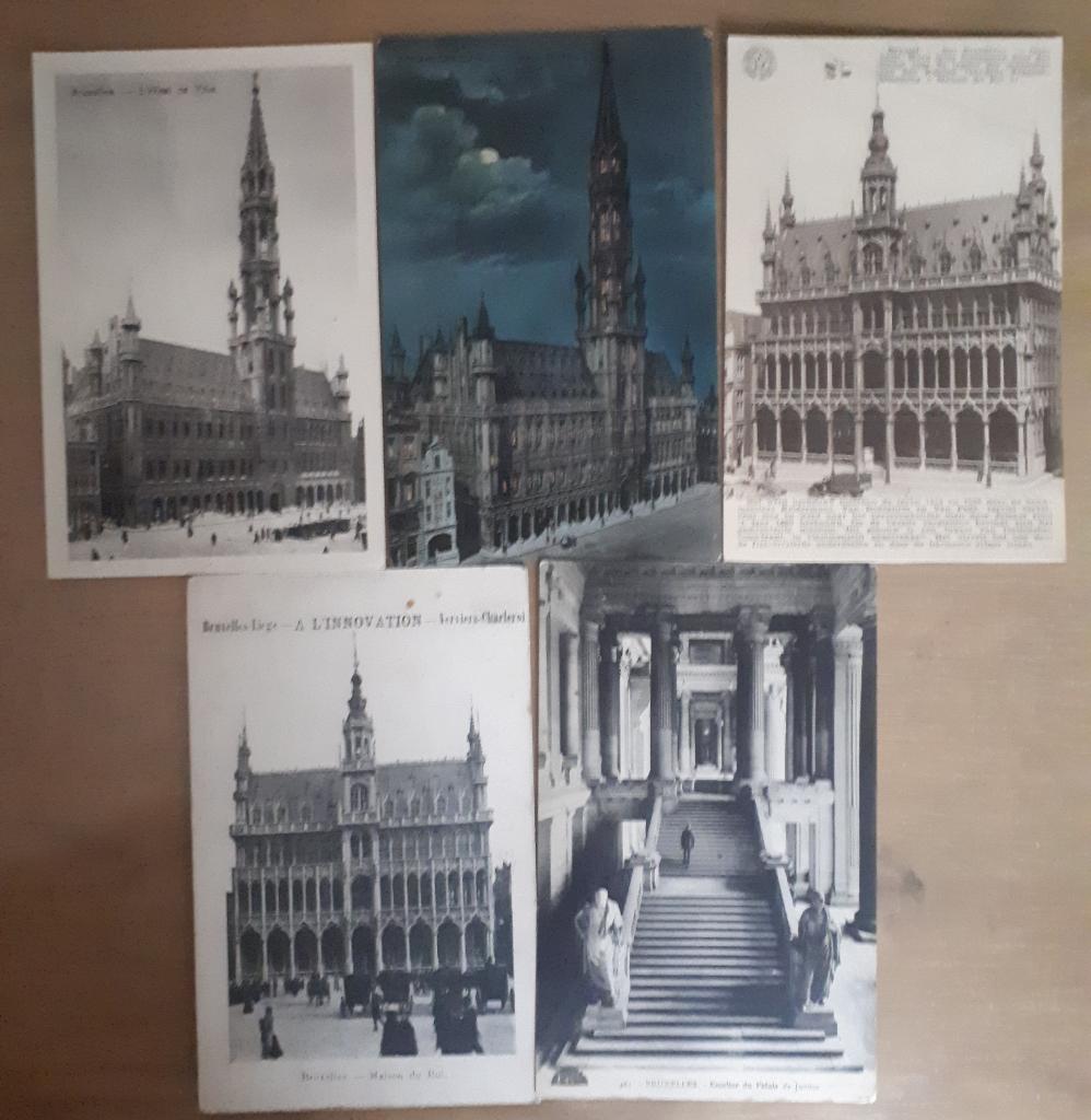 Bruxelles :5 CP : 2x Hôtel de ville+2 MaisonROI+  Justice, Enlèvement ou Envoi, Avant 1920, Non affranchie, Bruxelles (Capitale)