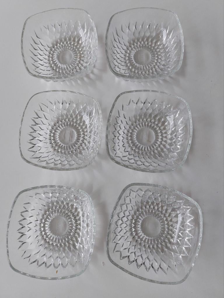 Set van 6 glazen schaaltjes van Duralex France Imperial, Huis en Inrichting, Ophalen, Gebruikt, Overige stijlen, Glas