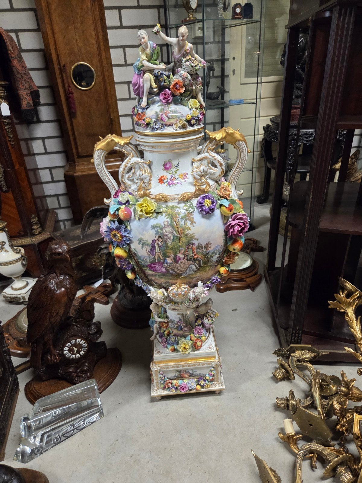 très beau grand vase en porcelaine de 1 mètre 10 cm, Enlèvement