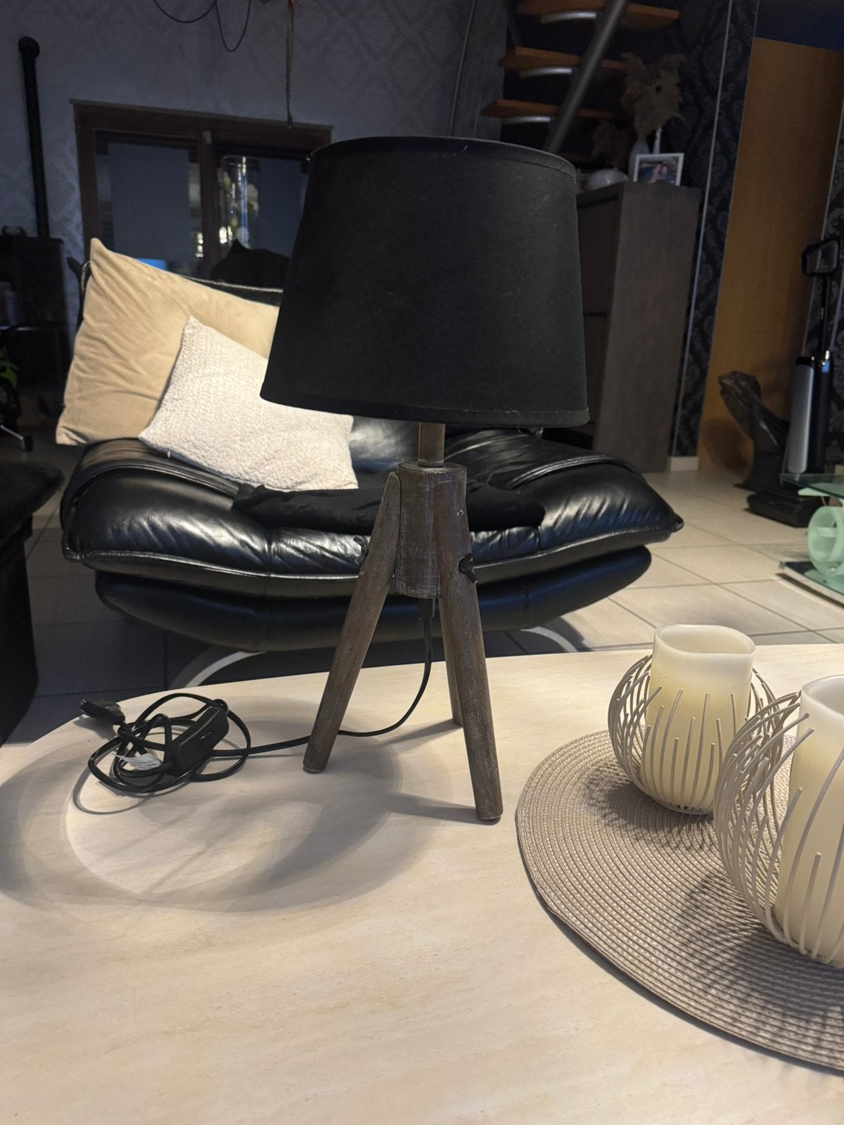 Lamp chevets ou lampe salon, Enlèvement, Utilisé, Bois, Avec abat-jour