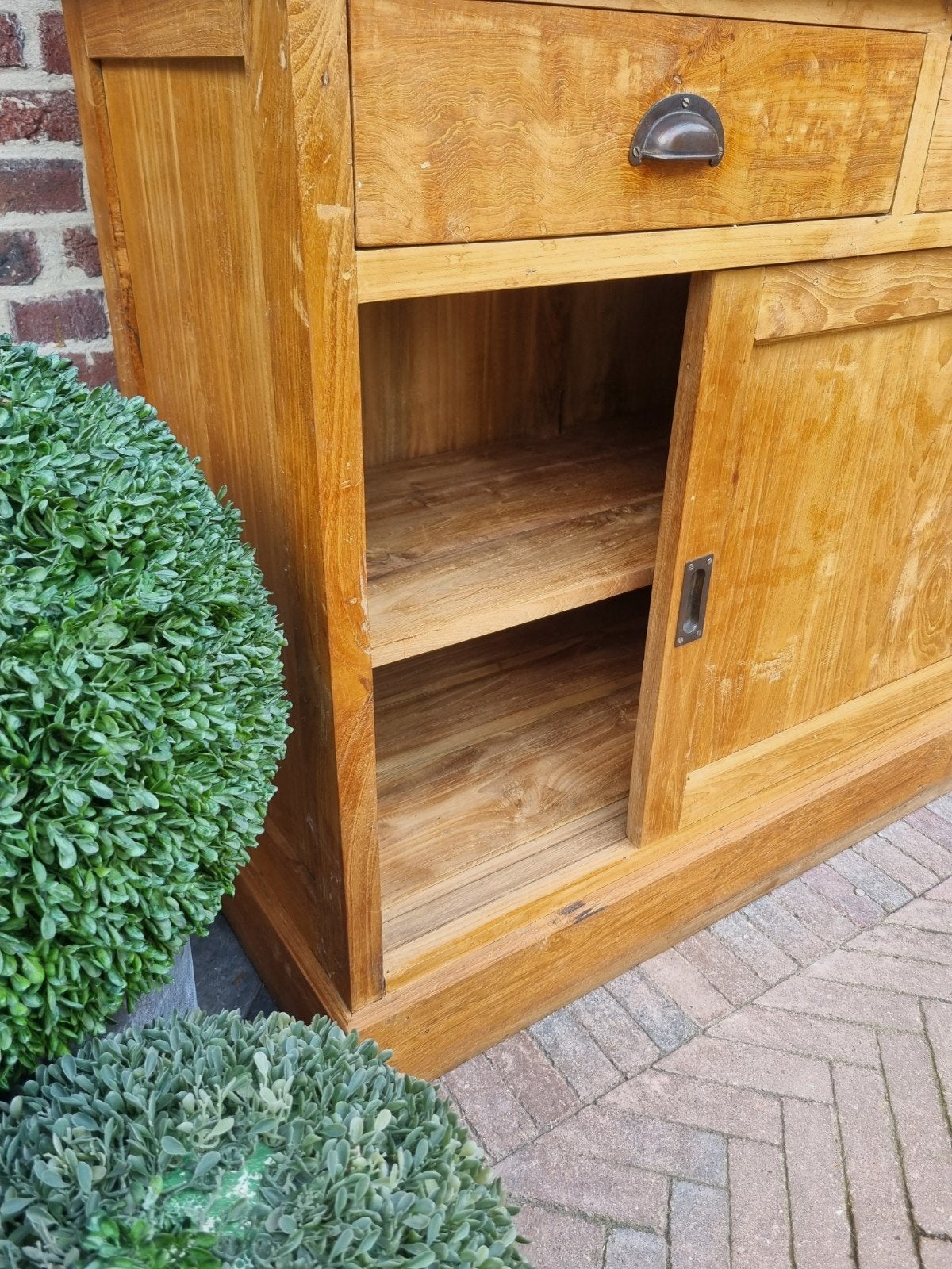 teak buffetkast/vitrinekast ART:171/26, Ophalen, ., Teakhout, 200 cm of meer