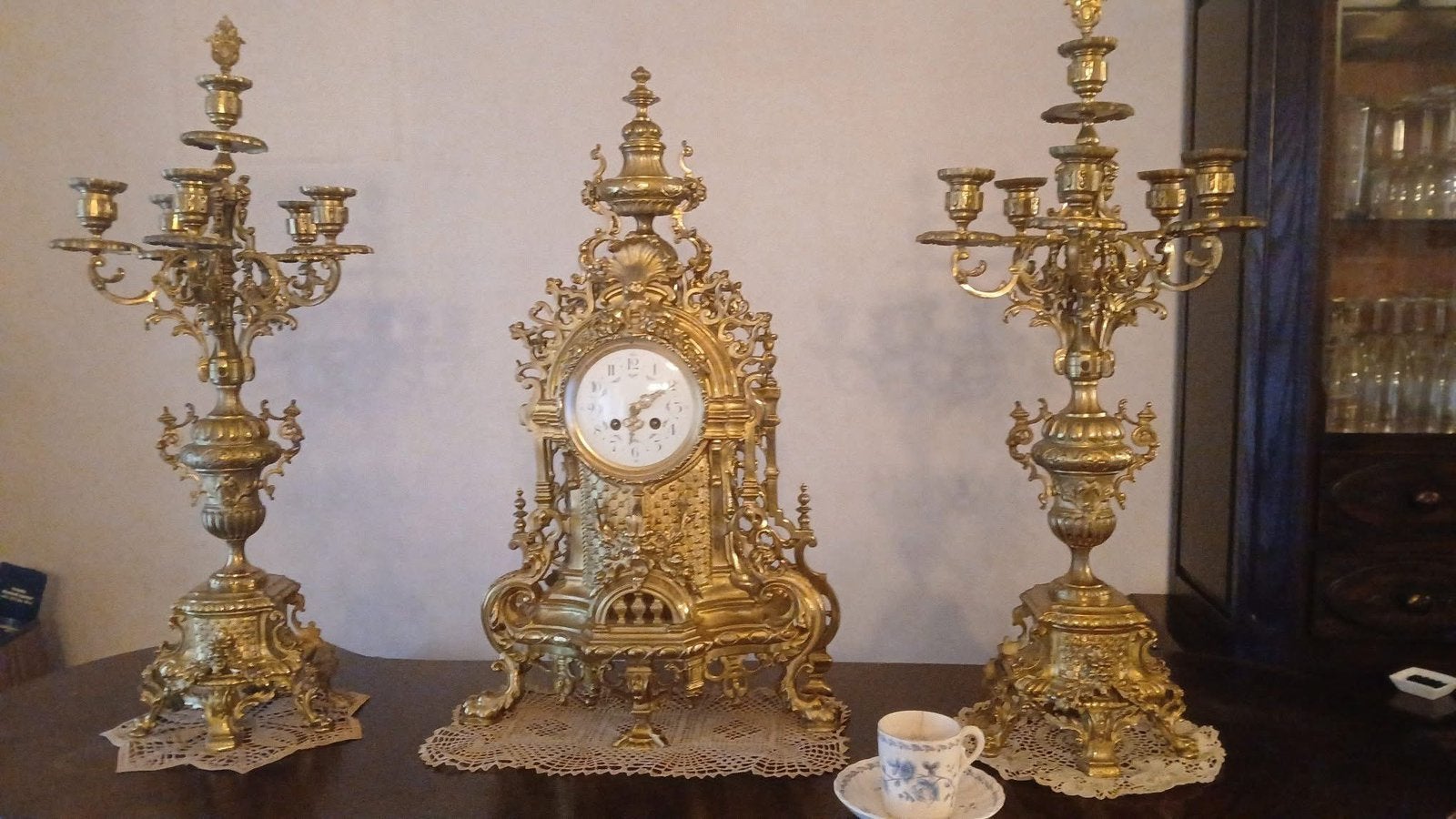 Schouw garnituur, Antiek en Kunst, Ophalen, Koper of Brons
