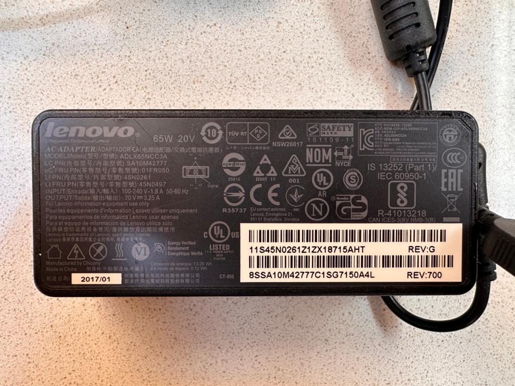 Lenovo ThinkPad 65W 20V slanke oplader - ADLX65NCC3A, Computers en Software, Ophalen of Verzenden, Gebruikt