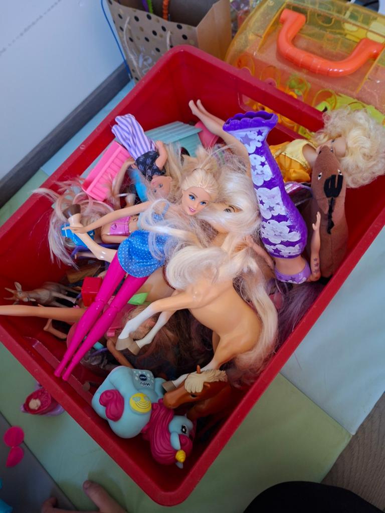 Manege paarden met barbie's, Ophalen