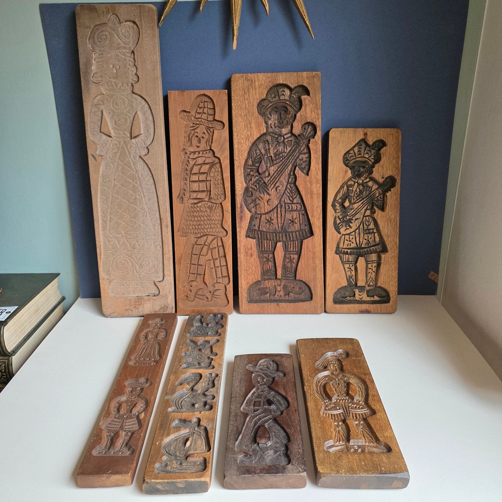 8 Prachtige antieke houten speculaasplanken / koekplanken, Antiek en Kunst, Ophalen of Verzenden