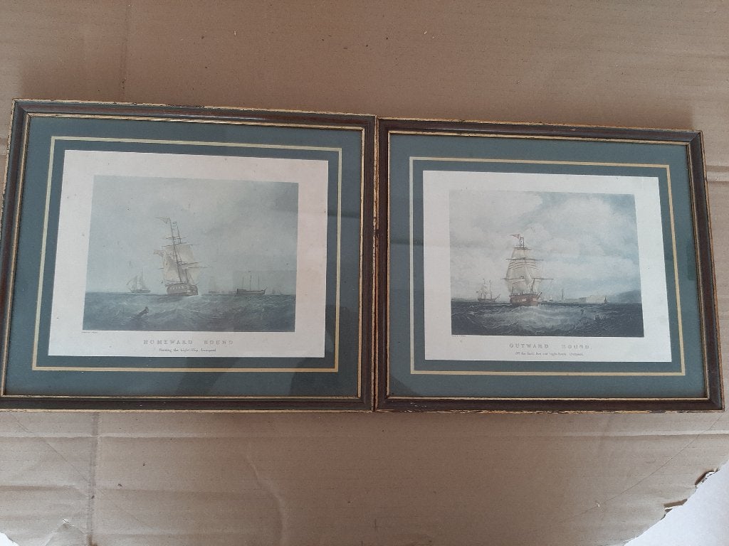 Lot de 2 lithographies marines de Samuel Wauters, Encadré, Enlèvement ou Envoi, Autres sujets, Lithographie