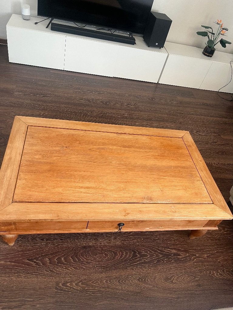 Table basse en Teck massif, Maison & Meubles, Teck, 150 à 200 cm, Moins de 50 cm, Enlèvement