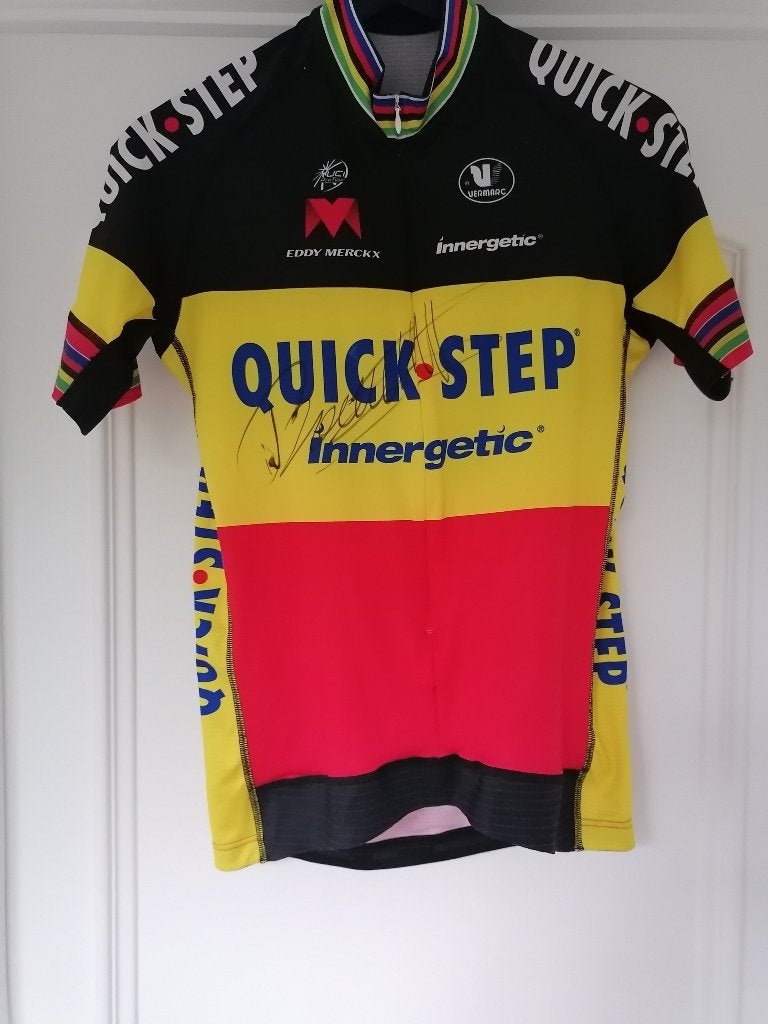 Maillot cycliste du Championnat de Belgique signé, Enlèvement ou Envoi, Comme neuf, L, Vêtements d'extérieur