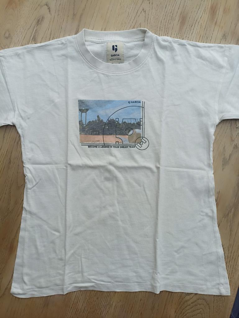 T-shirt imprimé blanc Garcia taille 164/170, Garçon, Enlèvement ou Envoi, Chemise ou À manches longues, Comme neuf